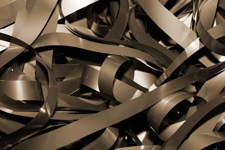 Bundle of old tape, in sepia color, like nice background.の写真素材