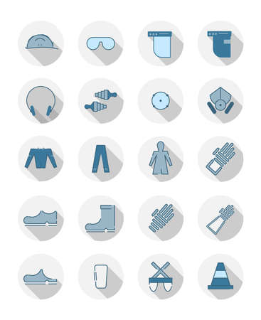 Flat, circle, 20 icons related to Safety Blue - Greyのイラスト素材