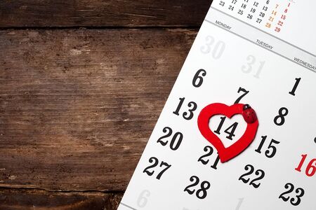 A calendar with heartsの写真素材