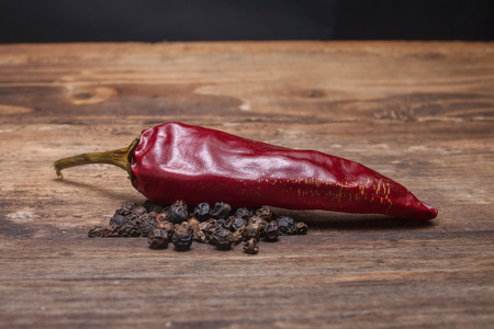 Red peppers and flavoringの写真素材