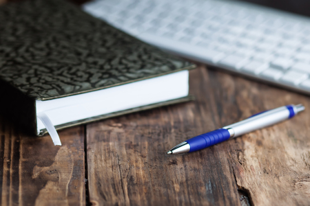 Office items on the tableの写真素材