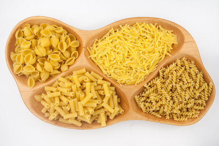 pasta macaroni on white background isolatedの写真素材
