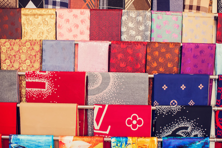 Silk Vietnamese scarf backgroundの写真素材