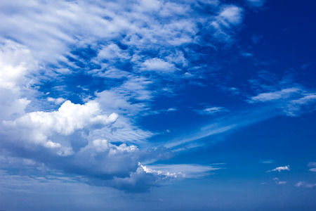 Beautiful clouds with blue sky background. Nature weather, cloud blue sky and sunの写真素材