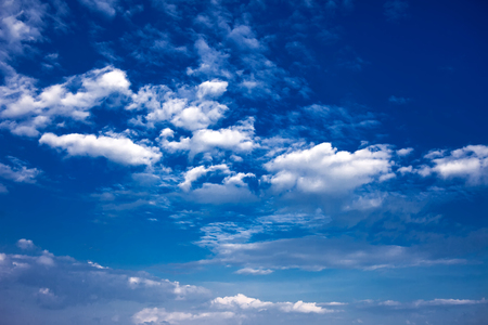 Beautiful clouds with blue sky background. Nature weather, cloud blue sky and sunの写真素材