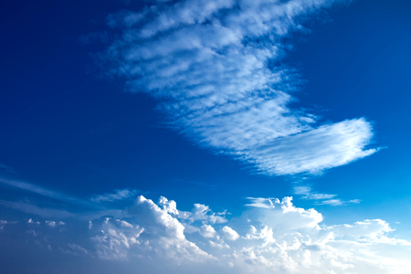 Beautiful clouds with blue sky background. Nature weather, cloud blue sky and sunの写真素材