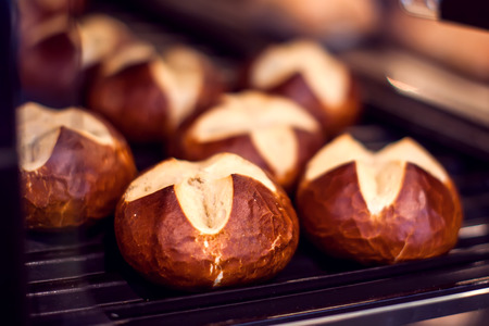 Fresh bakery products in a bakery shop - close up shot. Food conceptの写真素材