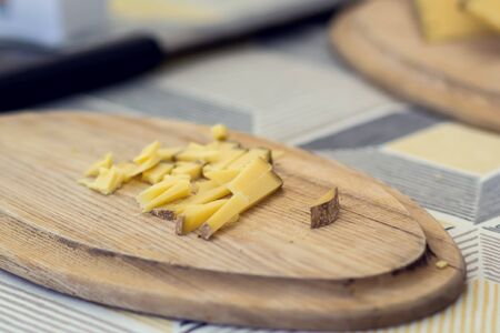 Different kinds of cheese at cheese festival. Organic and farm food concept
