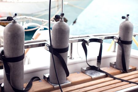 Air tanks for divers on the boat.