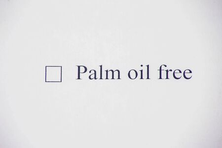 Checklist box with words palm oil free on white paper. Check form and healthcare conceptの写真素材