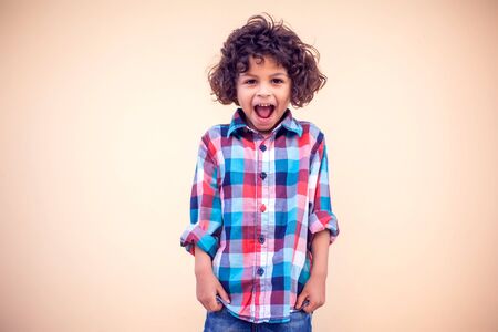Portrait of happy joyful laughing little boy