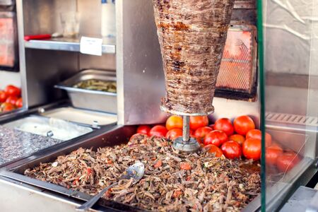 Doner,Turkish doner kebab preparation for cooking.の写真素材
