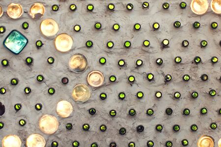 Glass bottles inside the wall background abstract textureの写真素材
