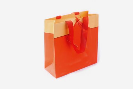 Paper shopping bags isolated on white. Sale, consumerism, advertisement and retail conceptの写真素材
