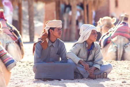 Egypt, Hurghada, 12 may 2019, Beduins take a rest in the desert.のeditorial素材