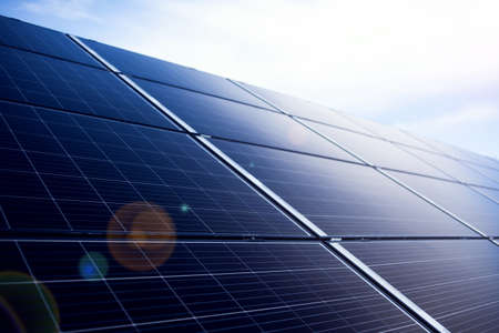 Power solar panels, alternative clean green energy concept. Environmental protection