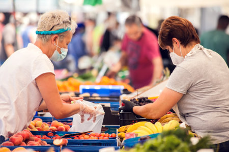 Torrevieja, Spain, 11 of June 2021. Outdoor market with buyers and sellers in Torrevieja, Spain, Costa Blancaのeditorial素材