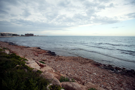 Mediterranean sea and mainly cloudy weather. Travel and nature conceptの写真素材
