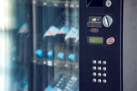 Vending machine keyboard on operation panel. Self-used and consumption conceptの写真素材