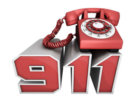 Red phone on the 911 numbersの写真素材