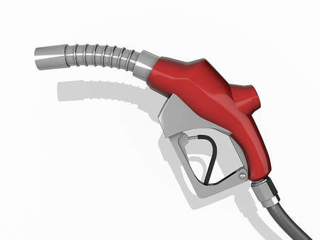 Gas Pump nozzle on a white background.の写真素材