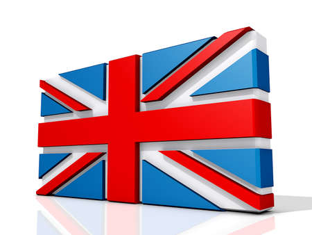 United Kingdom Flag on a shiny white background.の写真素材
