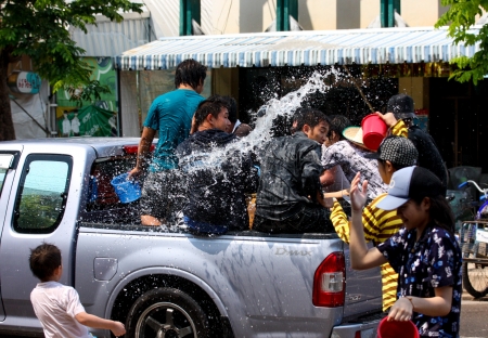 Thailand Songkarn Festival ,Water war.のeditorial素材