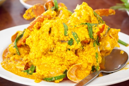 stir fried carb with curry poder の写真素材