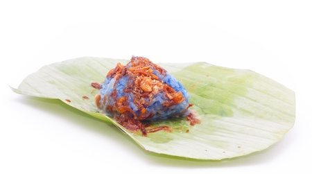 thai dessert on banana leafの写真素材