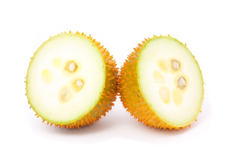 raw sweet gourd on white backgroundの写真素材