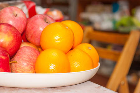 Fruit tray on the table の写真素材