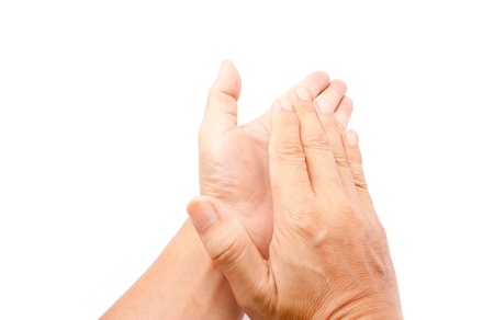 Hands applauding isolated on a white backgroundの写真素材