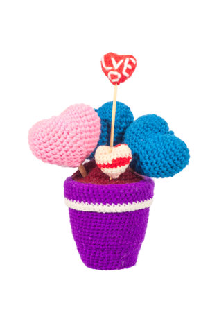 yarn heart like a heart flower and plantの写真素材