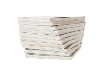 Stack of magazines isolated on whiteの写真素材