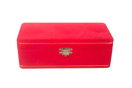red jewelry box isolated on whiteの写真素材