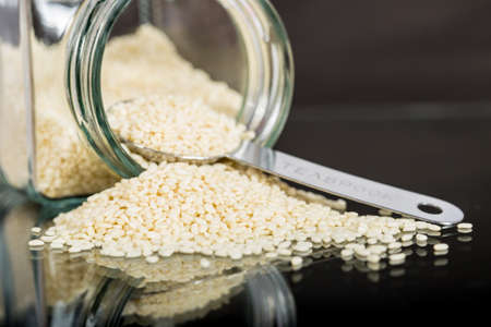 white sesame on black background