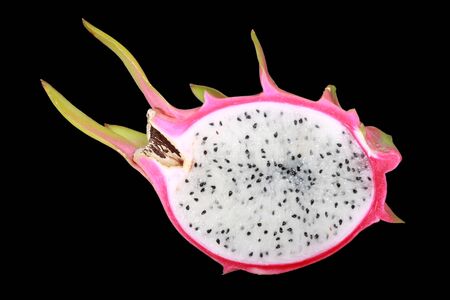 dragon fruit isolated on blackの写真素材