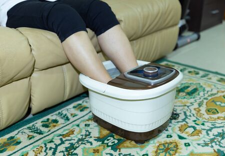 side-top view of electric foot spa bowlの写真素材