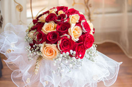 wedding bouquet with flowersの写真素材