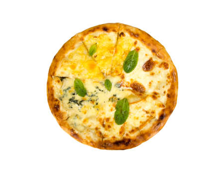 Pizza with cheese. Pizza on a white background.の写真素材