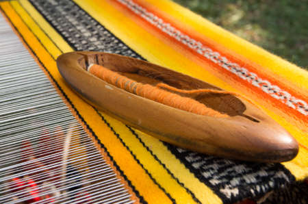 Traditional weaving hand-loom for carpets in Bulgaria. Crafts.