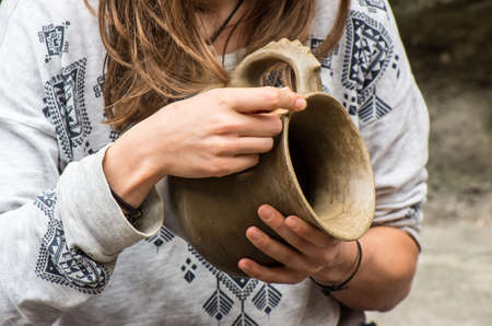 Close-up picture of a potter.の写真素材