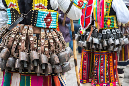 Kukeri, mummers perform rituals with costumes and big bells in Bulgarian