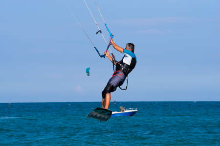 Shkorpilovtsi, Bulgaria - June 29, 2018: Kiteboarding Sports. Recreational activities, hobbies,...