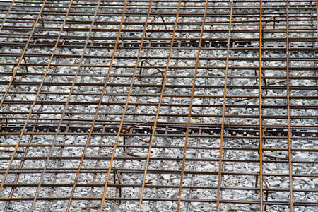 Closeup of Steel rebars. Rebars on construction site.