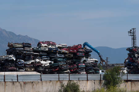 old cars with space to be recycled