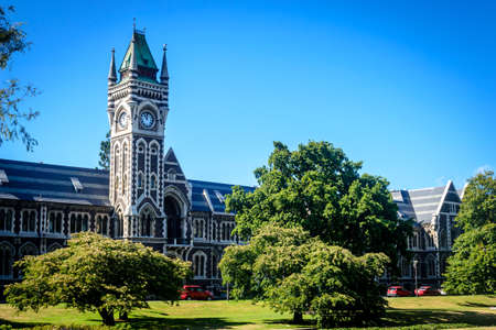 University of Otago - tower and garden, Dunedin, New Zealandのeditorial素材