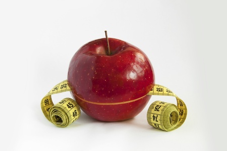 Tape Measure with red Appleの写真素材