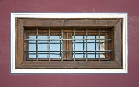 Old window with gridの写真素材