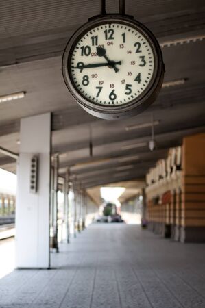 Railway station analog clock. Vertical imageのeditorial素材